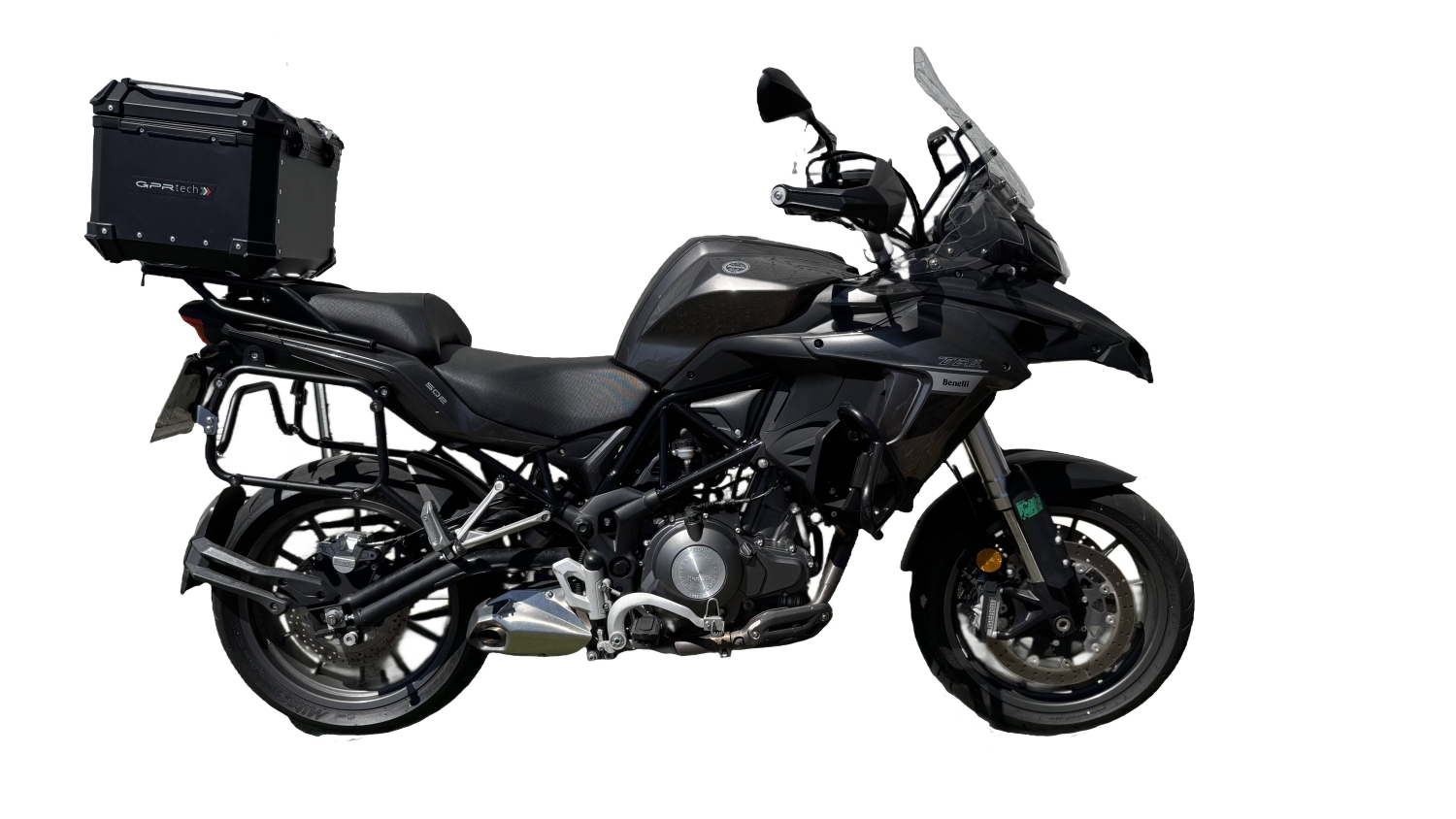 Baúl GPR TECH compatible con  Benelli Trk 502 2017/2020 e4 Baúl Alpi-Tech en aluminio, color negro con placa específica incluida Capacidad Litros 55