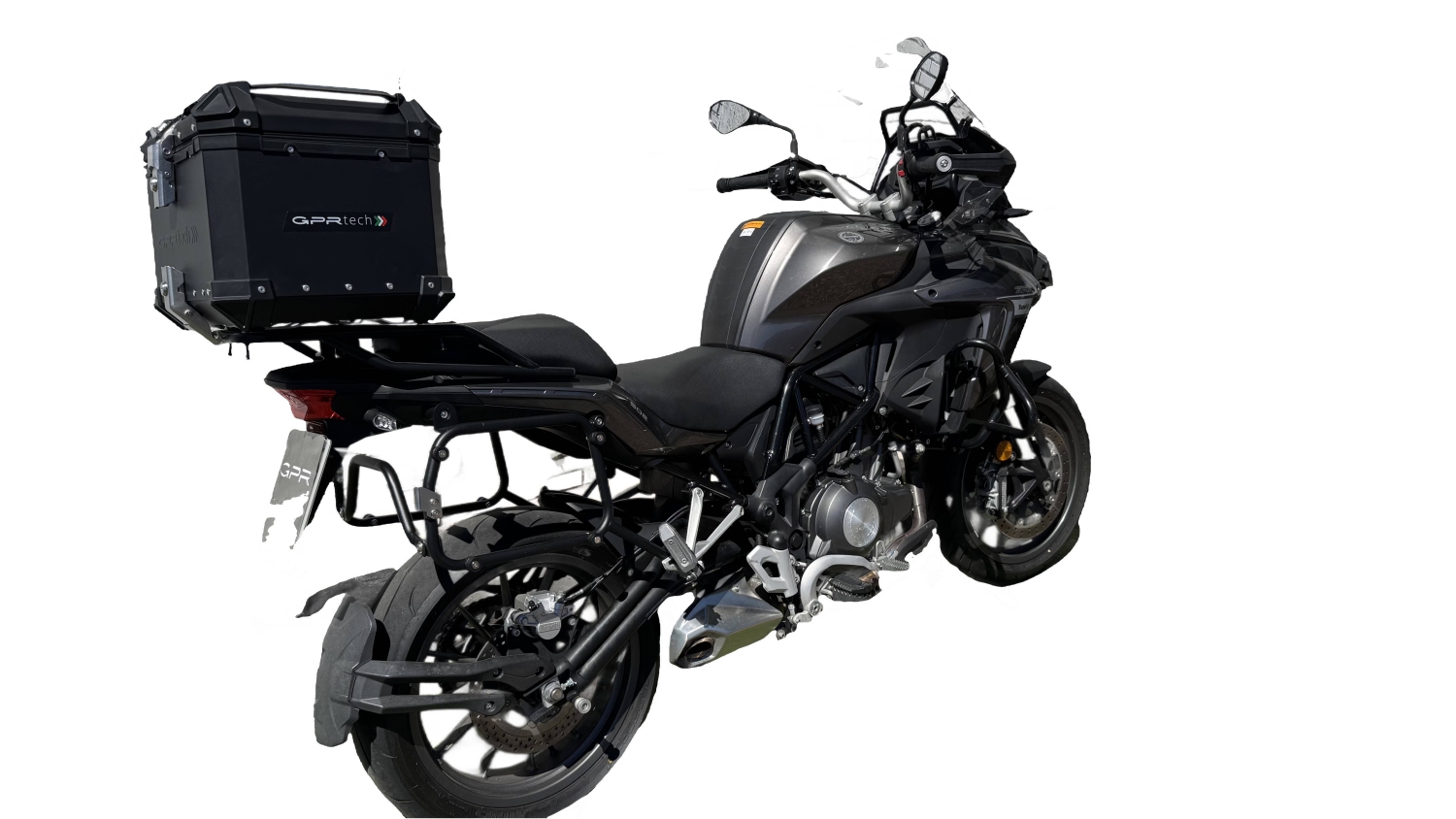 Baúl GPR TECH compatible con  Benelli Trk 502 2017/2020 e4 Baúl Alpi-Tech en aluminio, color negro con placa específica incluida Capacidad Litros 45