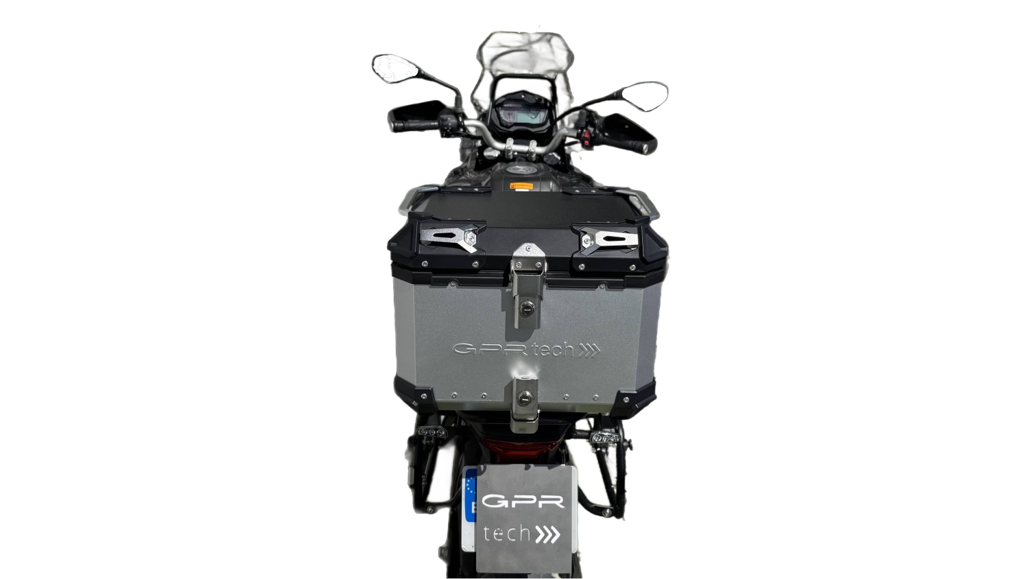Baúl GPR TECH compatible con  Benelli Trk 502 2021/2024 e5 Baúl Alpi-Tech en aluminio color plata con placa específica incluida Capacidad Litros 45