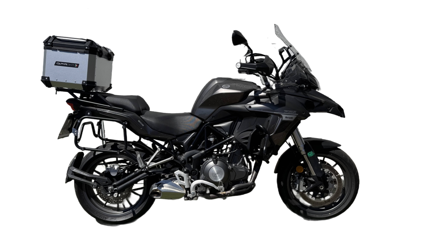 Baúl GPR TECH compatible con  Benelli Trk 502 2017/2020 e4 Baúl Alpi-Tech en aluminio color plata con placa específica incluida Capacidad Litros 55
