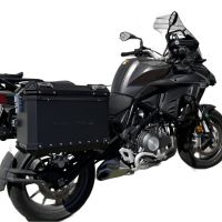 GPR TECH compatible con  Benelli Trk 502 2017/2020 e4 Par de maletas laterales en aluminio color negro con portaequipajes específico Capacidad 38 LT. + 38 LT.