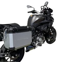 GPR TECH compatible con  Benelli Trk 502 2017/2020 e4 Par de maletas laterales en aluminio color plata con portaequipajes específico Capacidad 38 LT. + 38 LT.