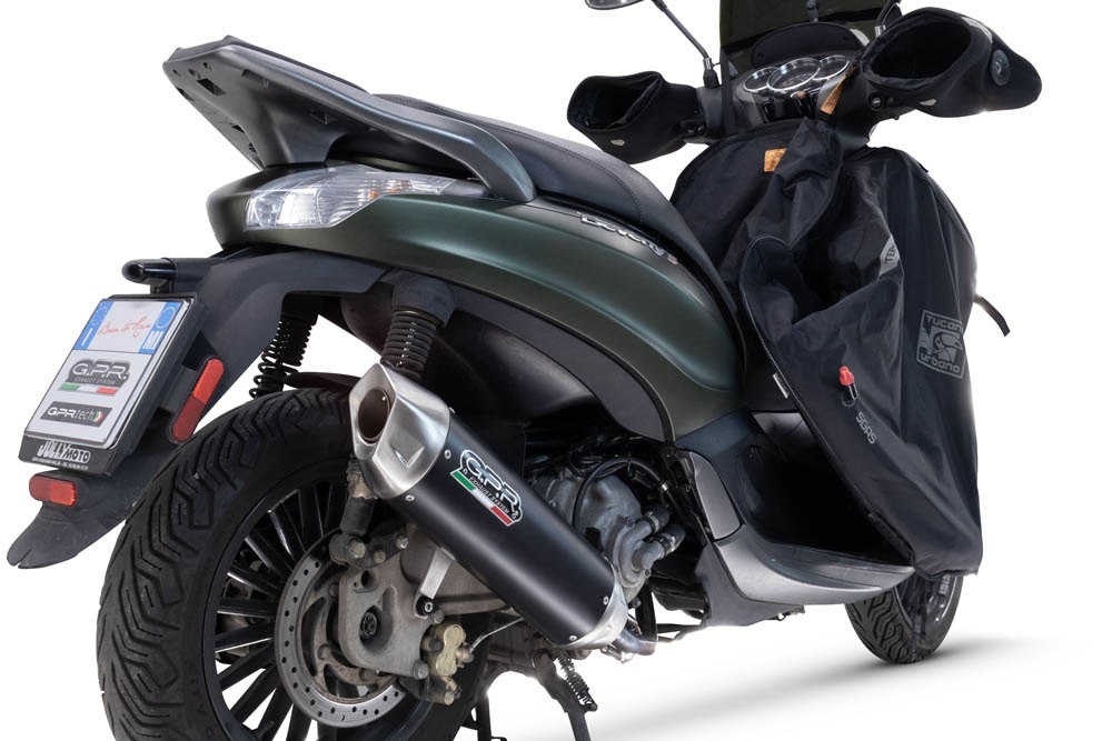 Escape compatible con Piaggio Beverly 300 I.E. ABS - S - Police 2016-2020, Furore-X Scooter, Escape completo homologado y legal, incluido db killer extraíble 