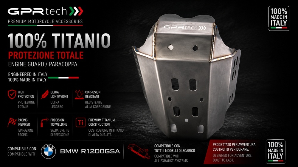 GPR TECH compatible con  Bmw R 1200 Gs Adventure 2017/2018 e4 Protección del motor en titanio 