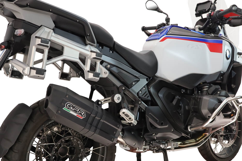 GPR escape compatible con Bmw R 1300 GS Adventure 2024-2026, Hyper Sonic Black Titanium, Escape legal, homologado, silenciador con db killer desmontable y tubo de conexión específico 