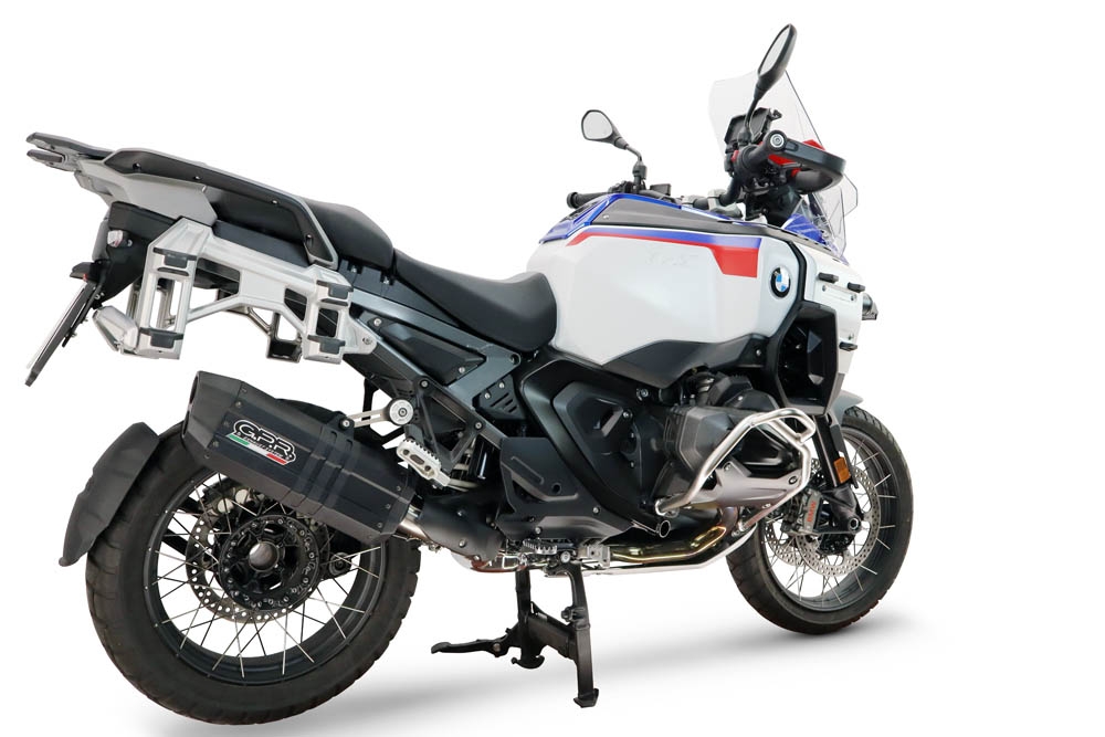 GPR escape compatible con Bmw R 1300 GS Adventure 2024-2026, Hyper Sonic Black Titanium, Escape legal, homologado, silenciador con db killer desmontable y tubo de conexión específico 