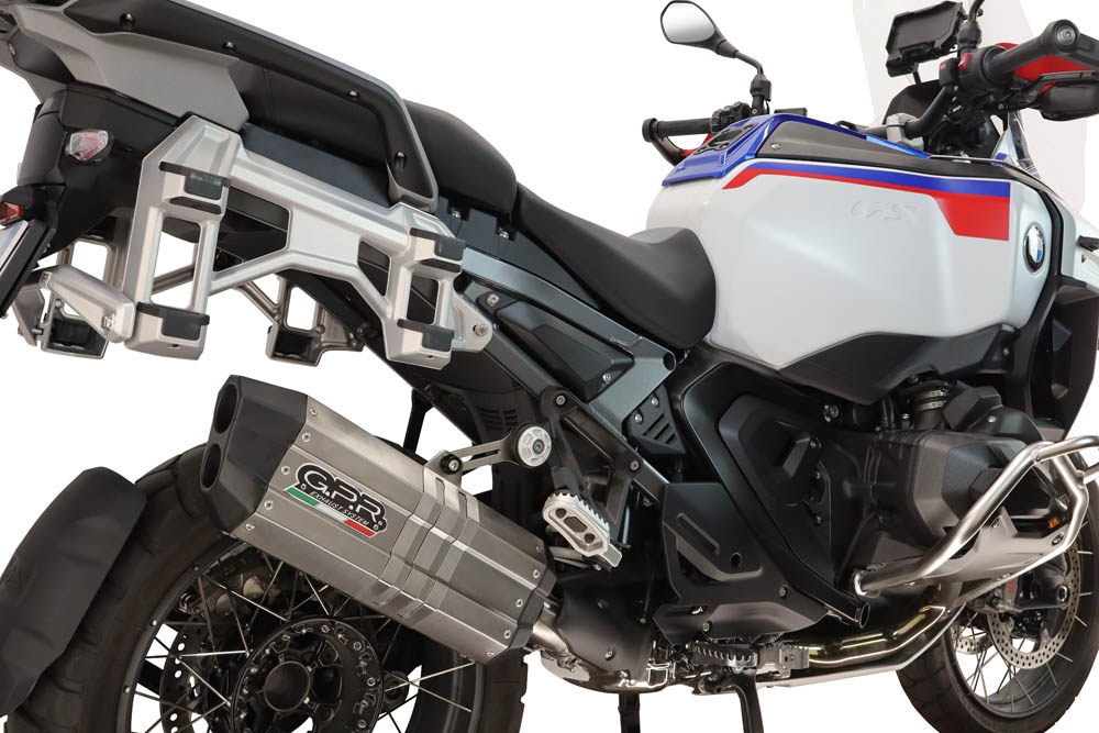 GPR escape compatible con Bmw R 1300 GS Adventure 2024-2026, Hyper Sonic Titanium, Escape legal, homologado, silenciador con db killer desmontable y tubo de conexión específico 