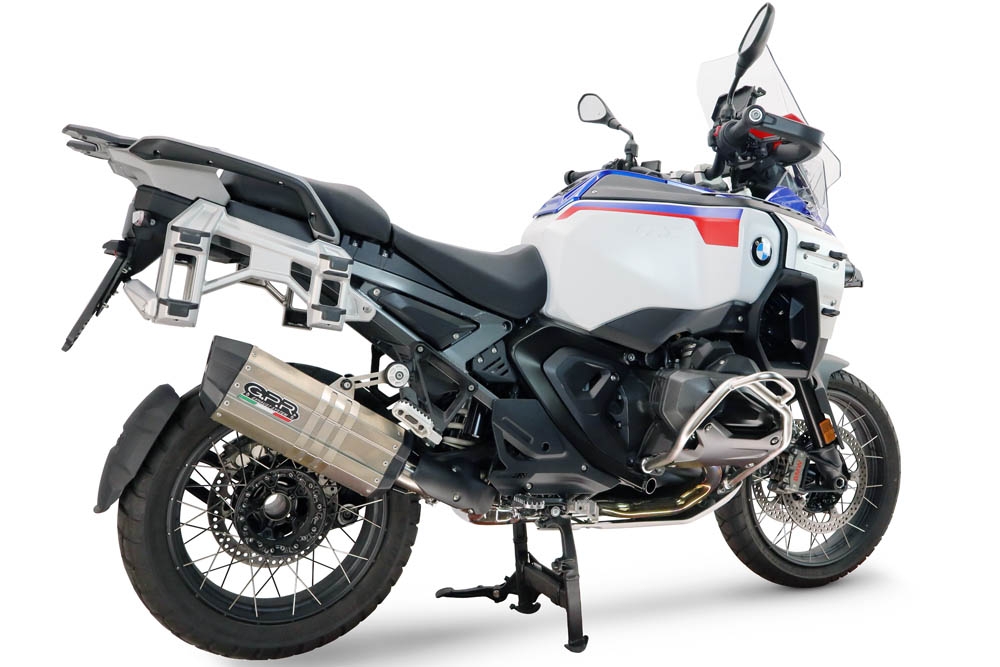 GPR escape compatible con Bmw R 1300 GS Adventure 2024-2026, Hyper Sonic Titanium, Escape legal, homologado, silenciador con db killer desmontable y tubo de conexión específico 
