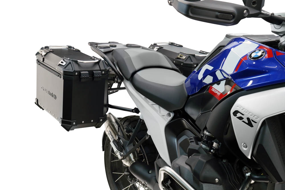 GPR TECH compatible con  Bmw R 1300 GS 2024/2026 Par de maletas laterales en aluminio color negro con portaequipajes específico Capacidad 38 LT. + 38 LT.