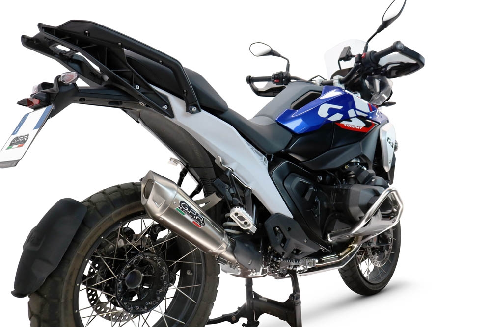 GPR escape compatible con  Bmw R 1300 R / RS 2025-2026, GP-Revo Titanium, Escape legal, homologado, silenciador con db killer desmontable y tubo de conexión específico 