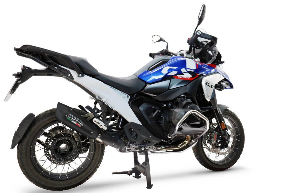 GPR escape compatible con  Bmw R 1300 R / RS 2025-2026, GP-Revo Black Titanium, Escape legal, homologado, silenciador con db killer desmontable y tubo de conexión específico 