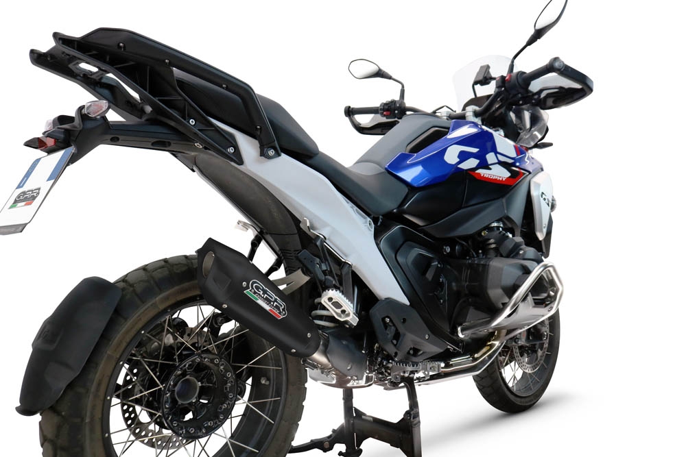 GPR escape compatible con  Bmw R 1300 R / RS 2025-2026, GP-Revo Black Titanium, Escape legal, homologado, silenciador con db killer desmontable y tubo de conexión específico 