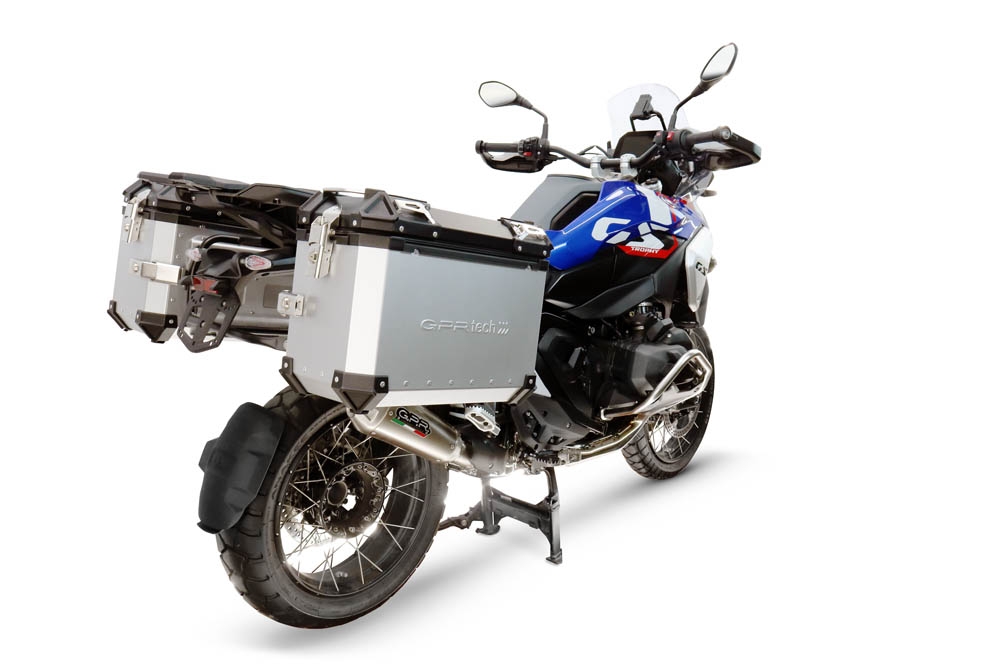 GPR TECH compatible con  Bmw R 1300 GS Adventure 2024/2026 Par de maletas laterales en aluminio color plata con portaequipajes específico Capacidad 38 LT. + 38 LT.