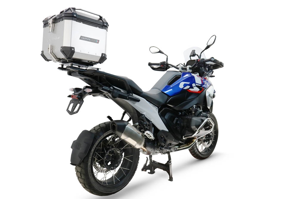 Baúl GPR TECH compatible con  Bmw R 1300 GS Adventure 2024/2026 Baúl Alpi-Tech en aluminio color plata con placa específica para portaequipajes trasero incluida Capacidad Litros 35