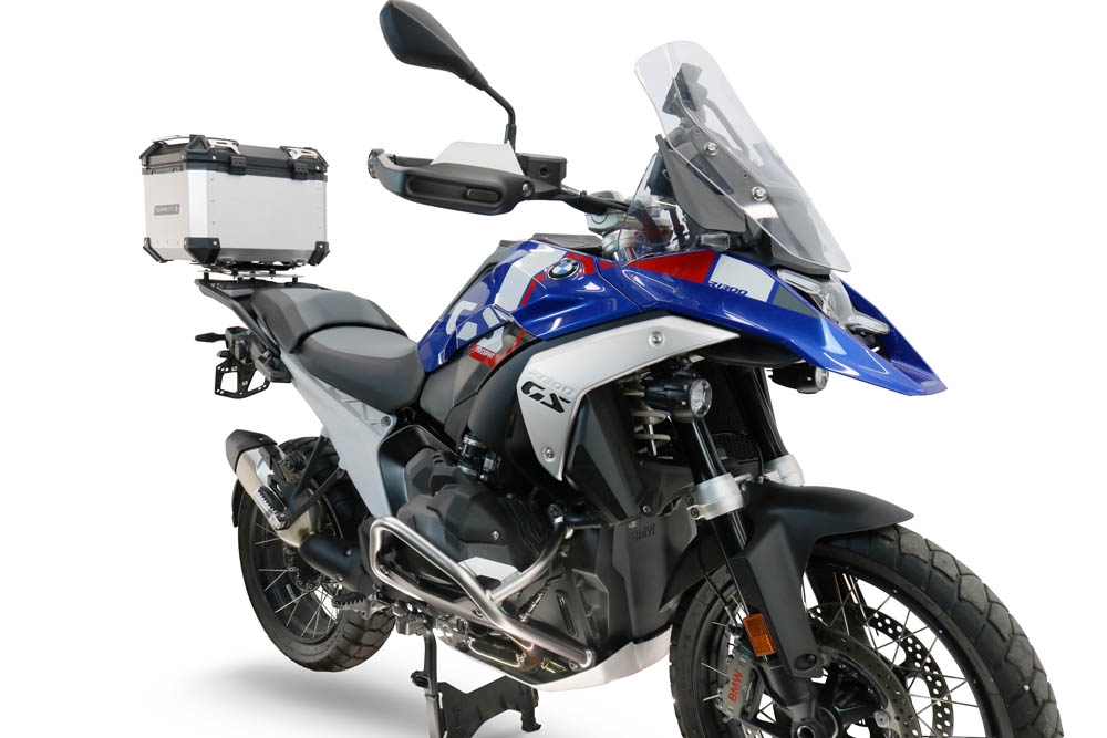 Baúl GPR TECH compatible con  Bmw R 1300 GS Adventure 2024/2026 Baúl Alpi-Tech en aluminio color plata con placa específica para portaequipajes trasero incluida Capacidad Litros 35