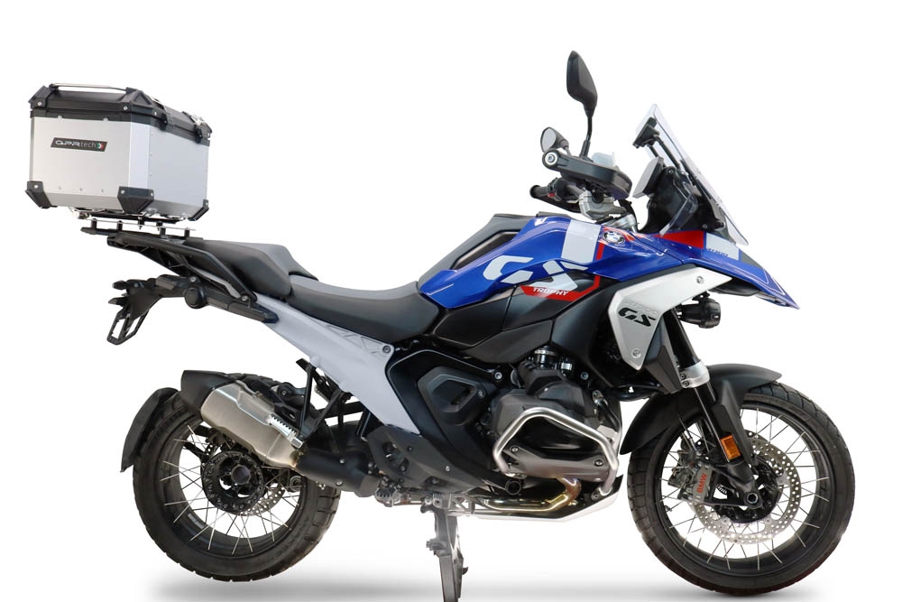 Baúl GPR TECH compatible con  Bmw R 1300 GS Adventure 2024/2026 Baúl Alpi-Tech en aluminio color plata con placa específica para portaequipajes trasero incluida Capacidad Litros 45