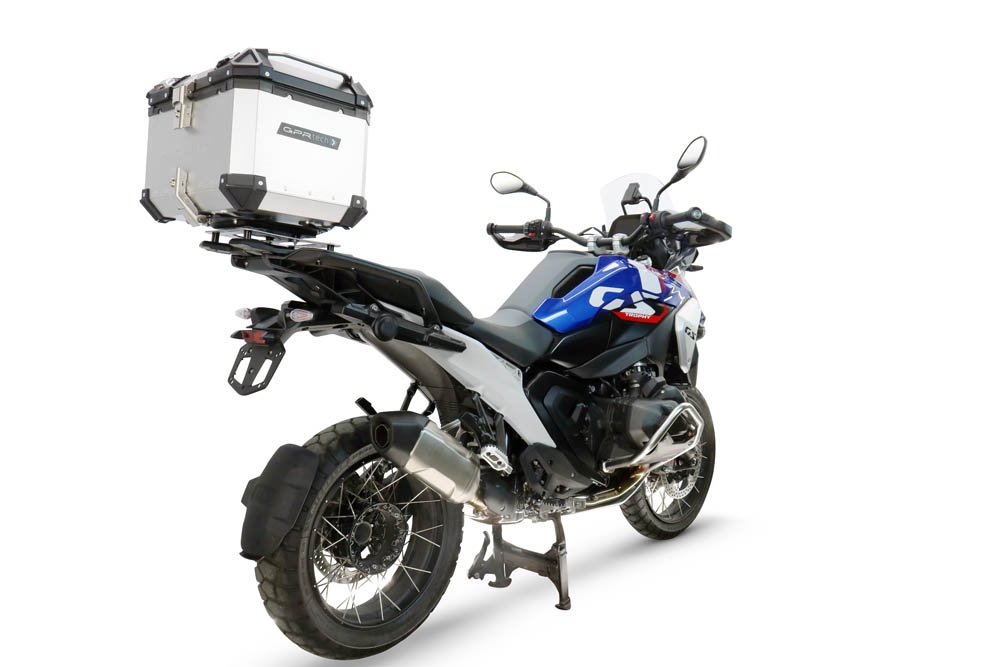 Baúl GPR TECH compatible con  Bmw R 1300 GS Adventure 2024/2026 Baúl Alpi-Tech en aluminio color plata con placa específica para portaequipajes trasero incluida Capacidad Litros 45