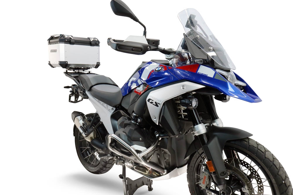 Baúl GPR TECH compatible con  Bmw R 1300 GS Adventure 2024/2026 Baúl Alpi-Tech en aluminio color plata con placa específica para portaequipajes trasero incluida Capacidad Litros 45