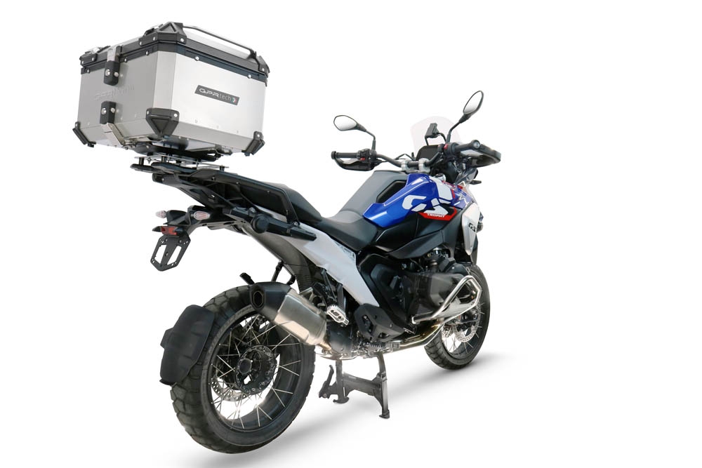 Baúl GPR TECH compatible con  Bmw R 1300 GS Adventure 2024/2026 Baúl Alpi-Tech en aluminio color plata con placa específica para portaequipajes trasero incluida Capacidad Litros 55