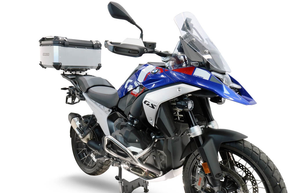 Baúl GPR TECH compatible con  Bmw R 1300 GS Adventure 2024/2026 Baúl Alpi-Tech en aluminio color plata con placa específica para portaequipajes trasero incluida Capacidad Litros 55