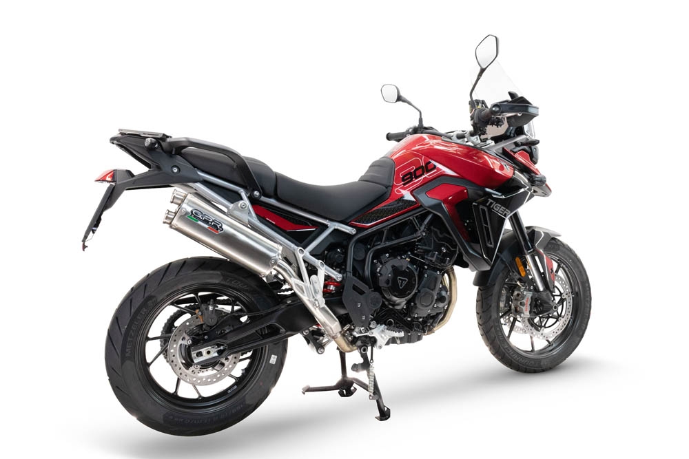 Escape compatible con Triumph Tiger 900 GT / Pro / Rally Pro 2024-2025, Dual Inox, Escape legal, homologado, silenciador con db killer desmontable y tubo de conexión específico 
