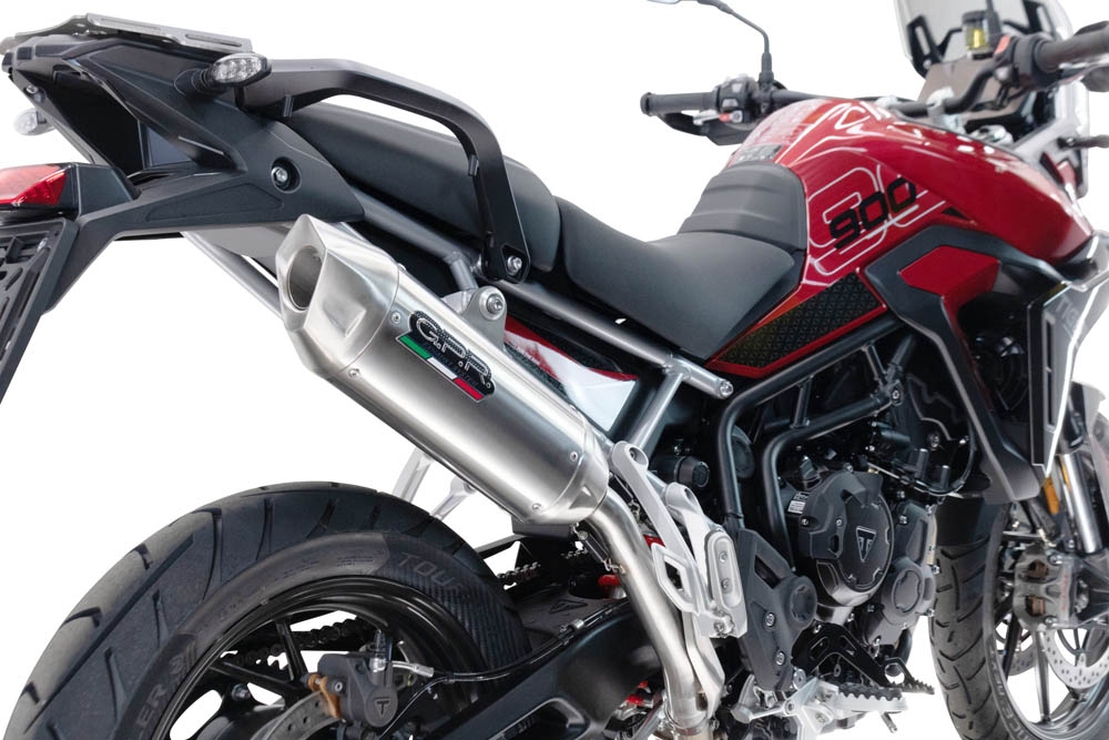Escape compatible con Triumph Tiger 900 GT / Pro / Rally Pro 2024-2025, Furore-X Acciaio Inox, Escape legal, homologado, silenciador con db killer desmontable y tubo de conexión específico 