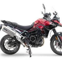 Escape compatible con Triumph Tiger 900 GT / Pro / Rally Pro 2024-2025, Hyper Sonic Titanium, Escape legal, homologado, silenciador con db killer desmontable y tubo de conexión específico 
