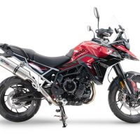 Escape compatible con Triumph Tiger 900 GT / Pro / Rally Pro 2024-2025, Satinox , Escape legal, homologado, silenciador con db killer desmontable y tubo de conexión específico 