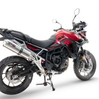 Escape compatible con Triumph Tiger 900 GT / Pro / Rally Pro 2024-2025, Satinox , Escape legal, homologado, silenciador con db killer desmontable y tubo de conexión específico 