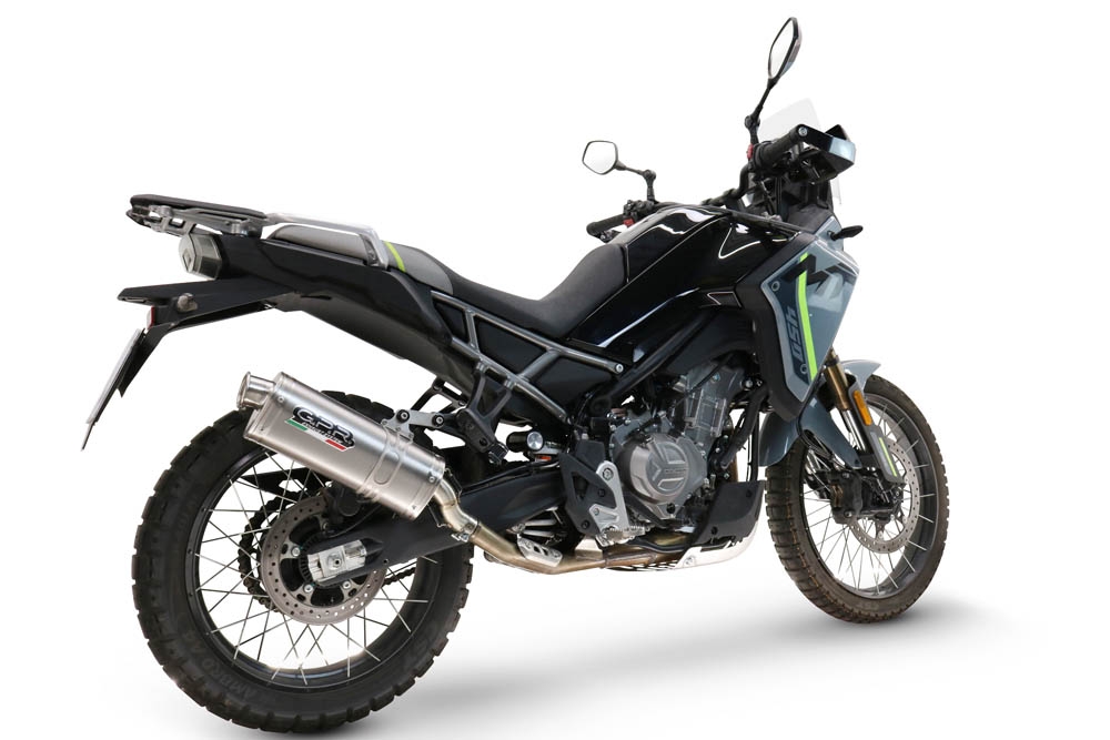 GPR escape compatible con  Cf Moto 450 MT 2024-2025, Dune Triovale Titanio, Escape legal, homologado, silenciador con db killer desmontable y tubo de conexión específico 