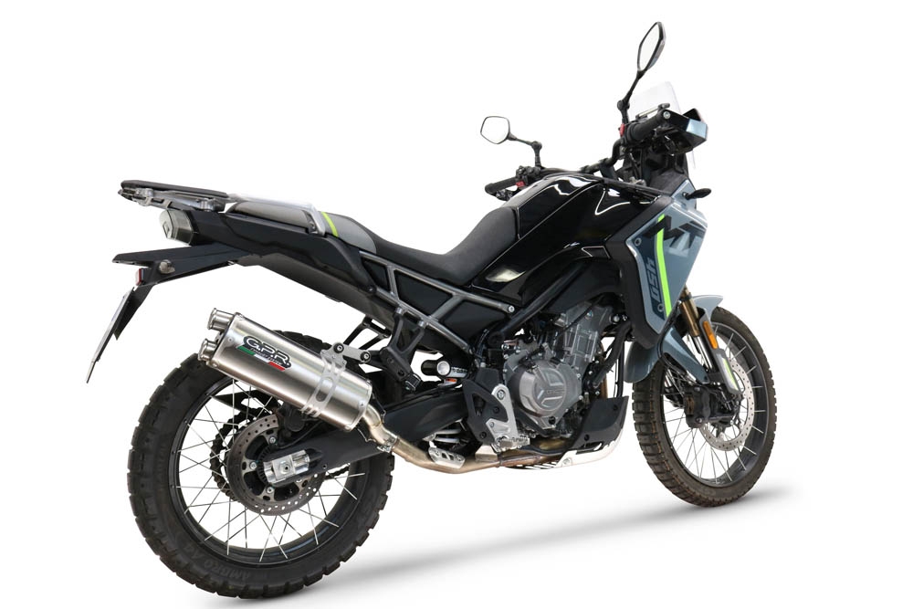 GPR escape compatible con  Cf Moto 450 MT 2024-2025, Dual Inox, Escape racing, silencioso con tubo de conexión 