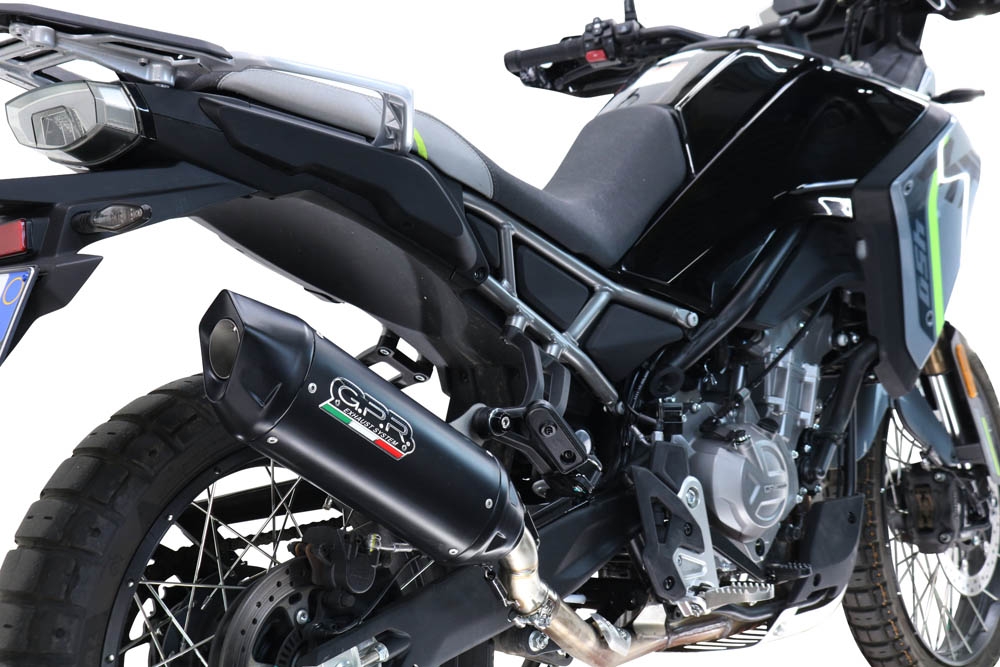 GPR escape compatible con  Cf Moto 450 MT 2024-2025, Furore-X Titanio Nero, Escape legal, homologado, silenciador con db killer desmontable y tubo de conexión específico 