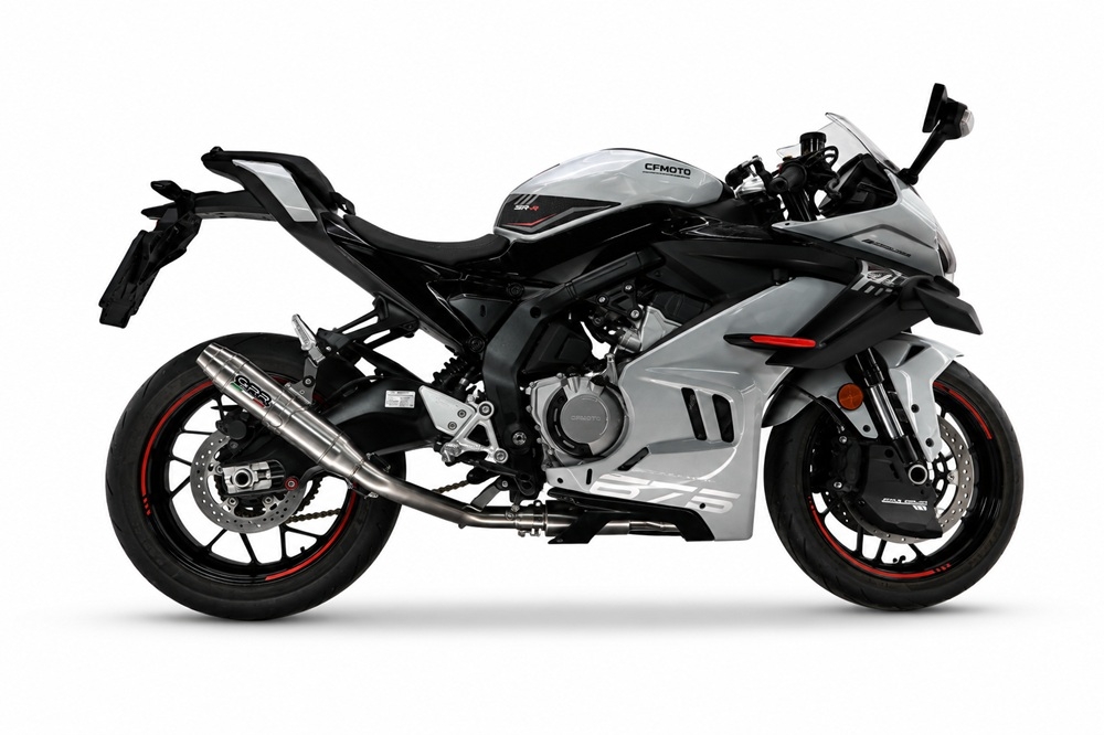 GPR escape compatible con Cf Moto 675SR-R 2024-2027, Deeptone Inox, Escape completo, no legal para países de la UE, con db killer extraíble 
