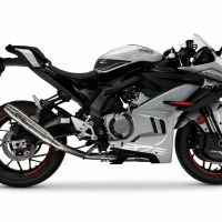 GPR escape compatible con Cf Moto 675SR-R 2024-2027, Deeptone Inox, Escape completo homologado y legal,con catalizador incluido db killer extraíble 