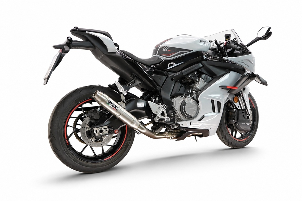 GPR escape compatible con Cf Moto 675SR-R 2024-2027, Deeptone Inox, Escape completo, no legal para países de la UE, con db killer extraíble 