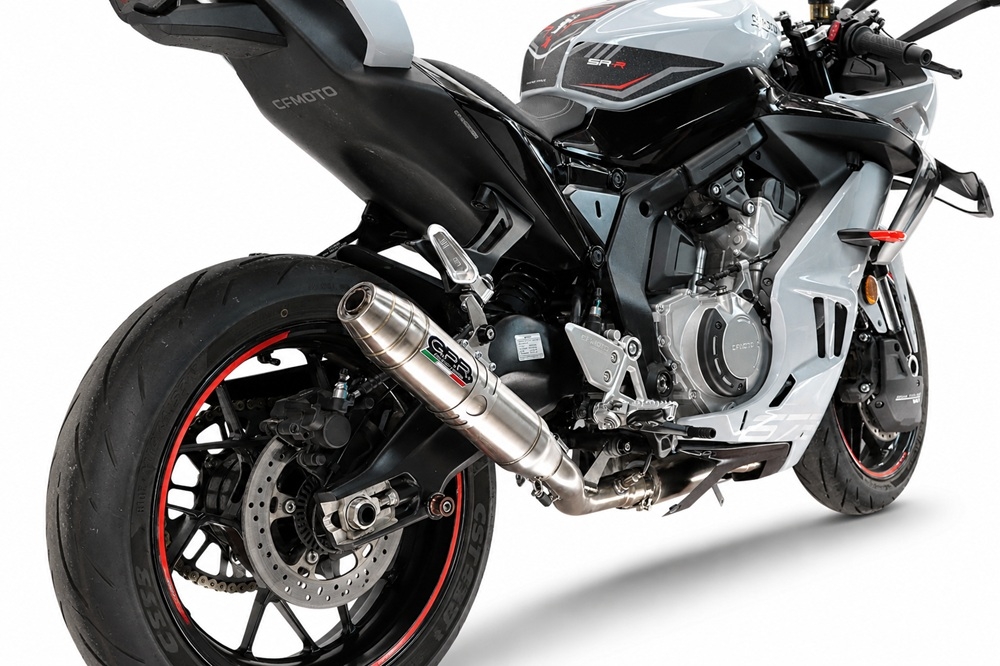 GPR escape compatible con Cf Moto 675SR-R 2024-2027, Deeptone Inox, Escape completo, no legal para países de la UE, con db killer extraíble 