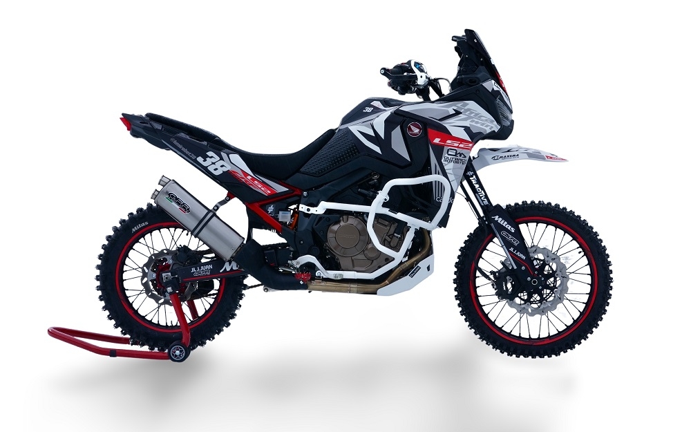 Escape compatible con Honda Crf 1100 L Africa Twin 2020-2025, Dual Inox, Escape legal, homologado, silenciador con db killer desmontable y tubo de conexión específico 