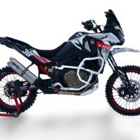 Escape compatible con Honda Crf 1100 L Africa Twin 2020-2025, Dual Inox, Escape legal, homologado, silenciador con db killer desmontable y tubo de conexión específico 