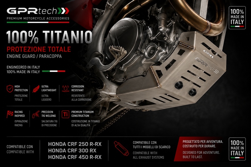 GPR TECH compatible con  Honda Crf 300 RX 2022/2024 Protección del motor en titanio 