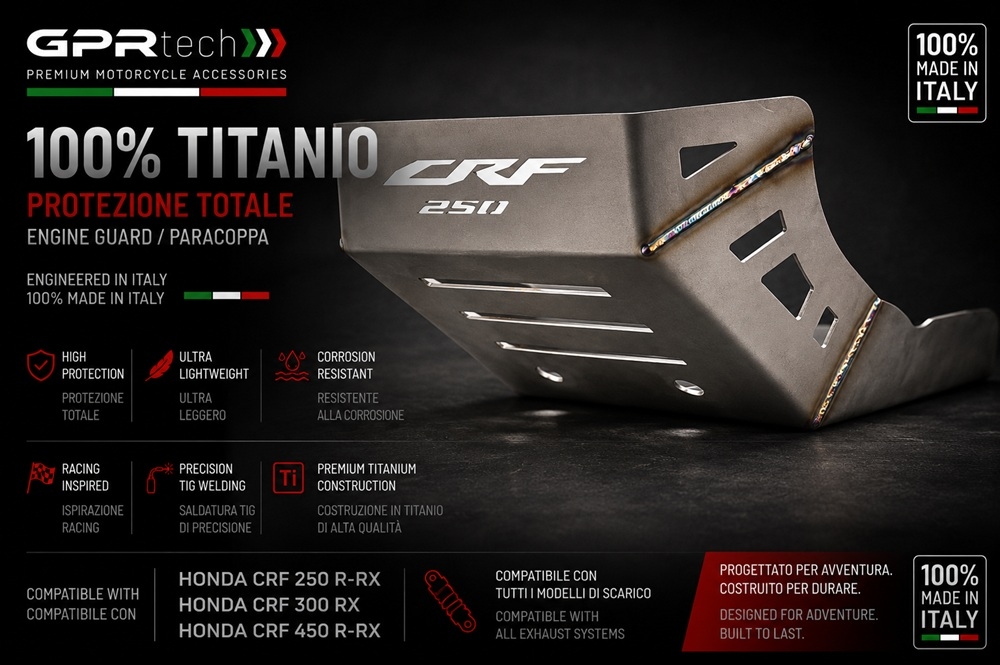 GPR TECH compatible con  Honda Crf 300 RX 2022/2024 Protección del motor en titanio 