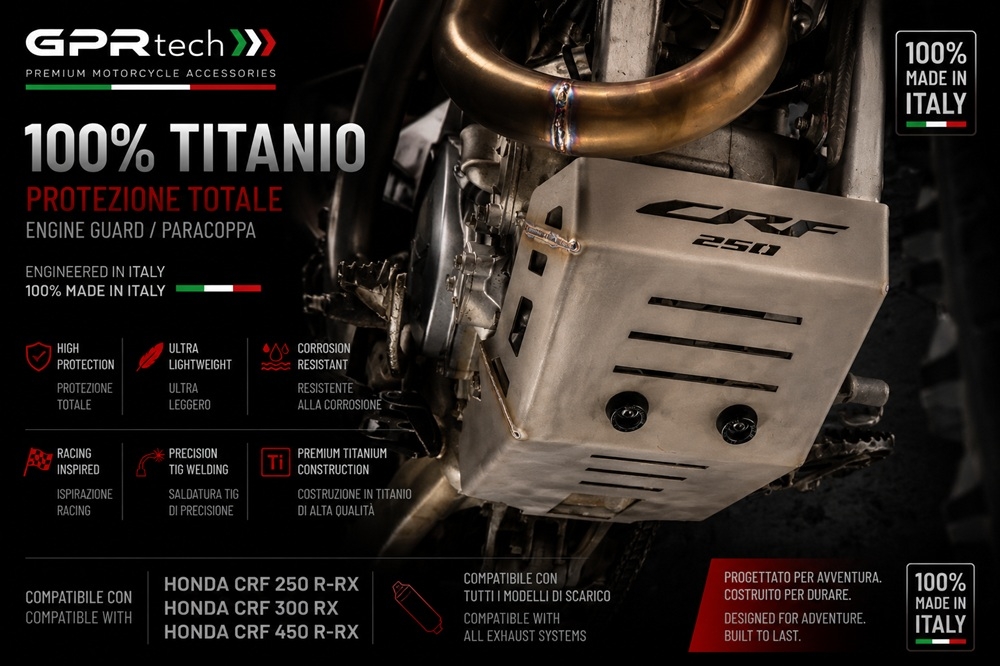 GPR TECH compatible con  Honda Crf 300 RX 2022/2024 Protección del motor en titanio 