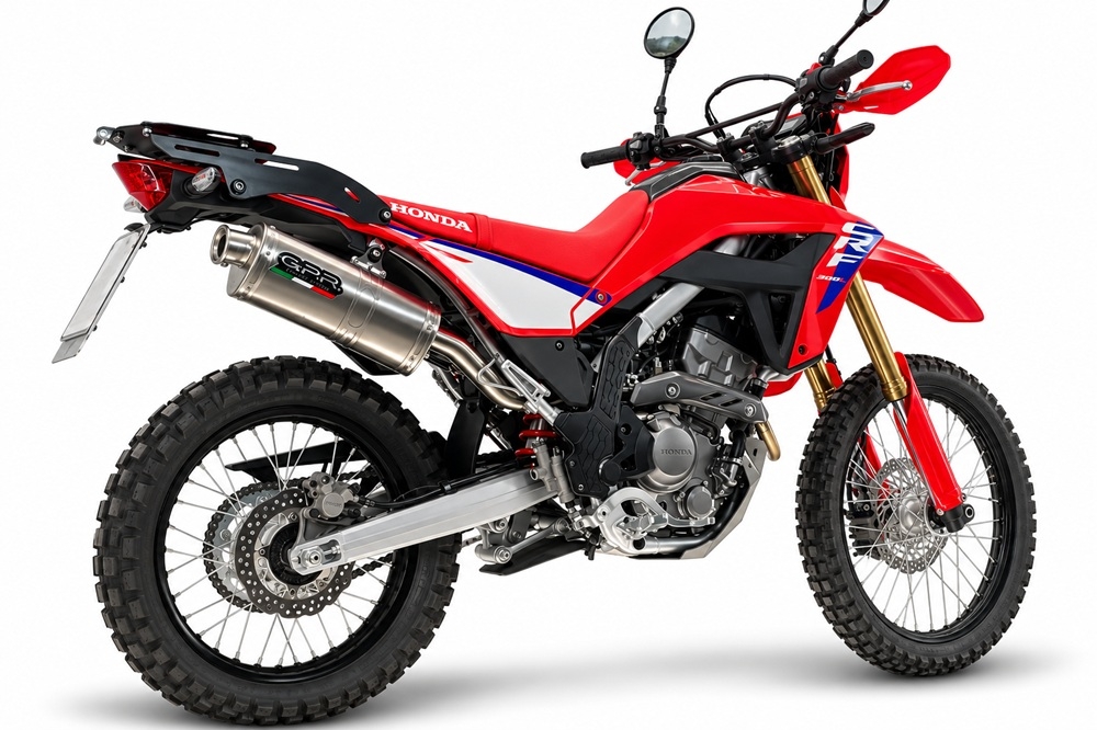 GPR escape compatible con Honda Crf 300 L - Rally 2021-2024, Dune Triovale Titanio, Escape legal, homologado, silenciador con db killer desmontable y tubo de conexión específico 