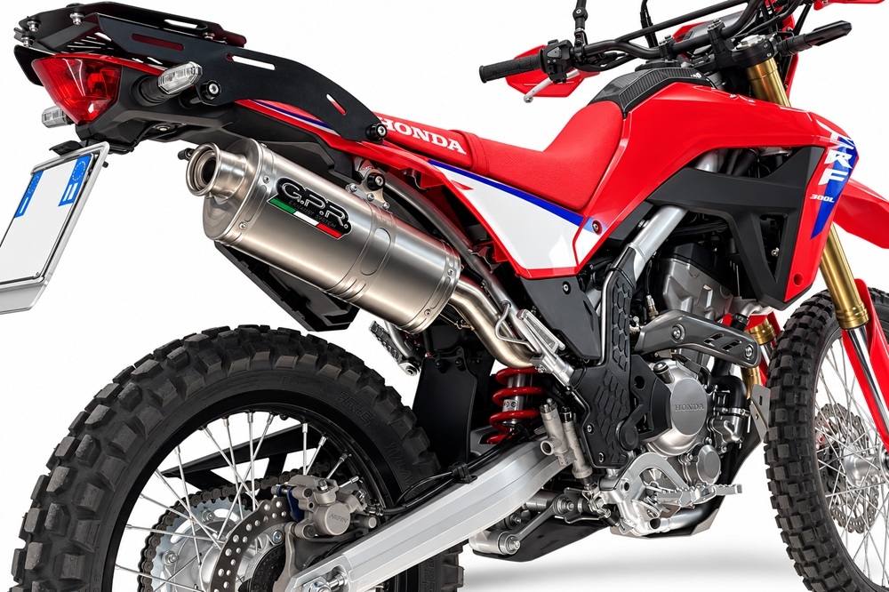 GPR escape compatible con Honda Crf 300 L - Rally 2021-2024, Dune Triovale Titanio, Escape legal, homologado, silenciador con db killer desmontable y tubo de conexión específico 