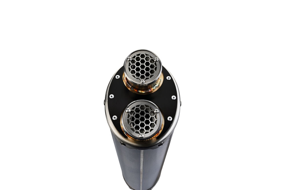 Escape compatible con Yamaha Tenere 700 2025-2026, Dual Poppy, Escape legal, homologado, silenciador con db killer desmontable y tubo de conexión específico 