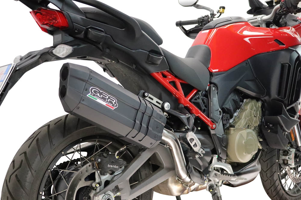 GPR escape compatible con Ducati Multistrada V4 - V4S 2025-2026, Hyper Sonic Black Titanium, Escape legal, homologado, silenciador con db killer desmontable y tubo de conexión específico 