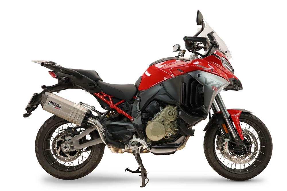 GPR escape compatible con Ducati Multistrada V4 - V4S 2025-2026, Hyper Sonic Titanium, Escape legal, homologado, silenciador con db killer desmontable y tubo de conexión específico 