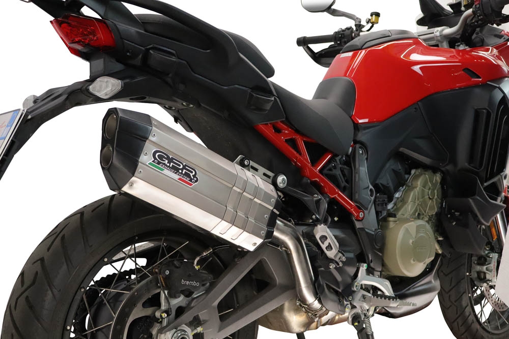 GPR escape compatible con Ducati Multistrada V4 - V4S 2025-2026, Hyper Sonic Titanium, Escape legal, homologado, silenciador con db killer desmontable y tubo de conexión específico 