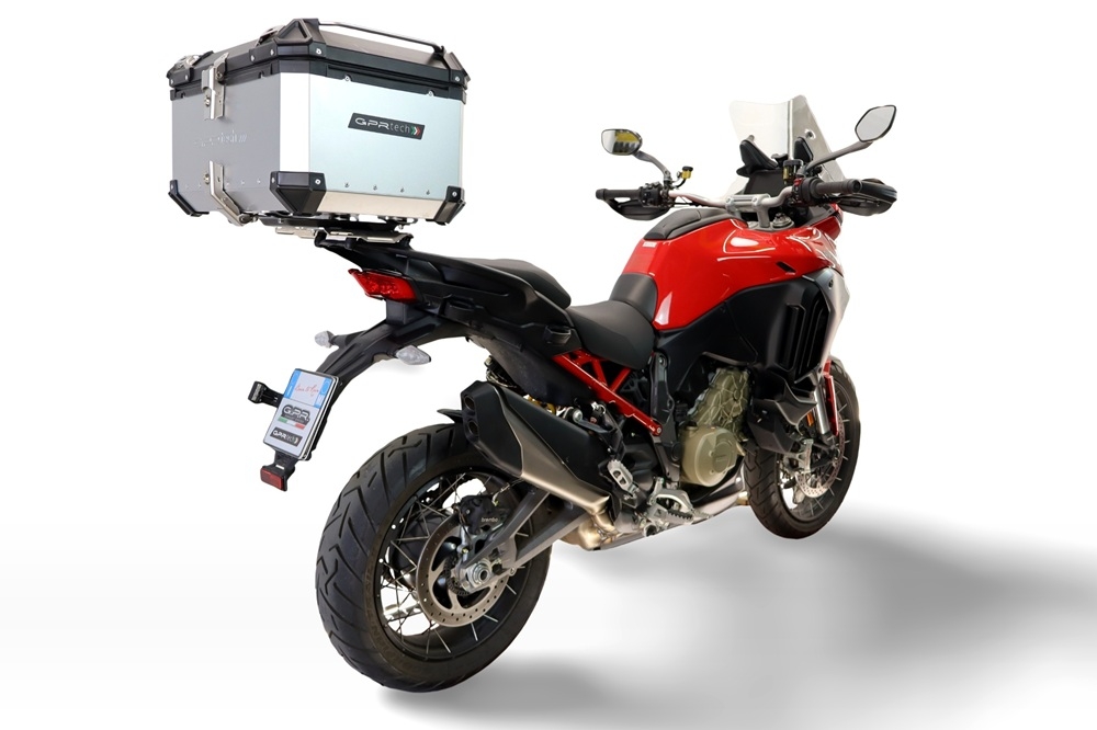 Baúl GPR TECH compatible con  Harley Davidson Pan America 1250 2020/2024 Baúl Alpi-Tech en aluminio color plata con placa específica incluida Capacidad Litros 55
