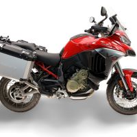 GPR TECH compatible con  Harley Davidson Pan America 1250 2020/2024 Par de maletas laterales en aluminio con lado derecho contorneado, color plata con portaequipajes específico TECH-EVO  Capacidad 38 LT. + 32 LT.