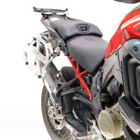 GPR TECH compatible con  Harley Davidson Pan America 1250 2020/2024 Par de maletas laterales en aluminio con lado derecho contorneado, color negro con portaequipajes específico TECH-EVO  Capacidad 38 LT. + 32 LT.